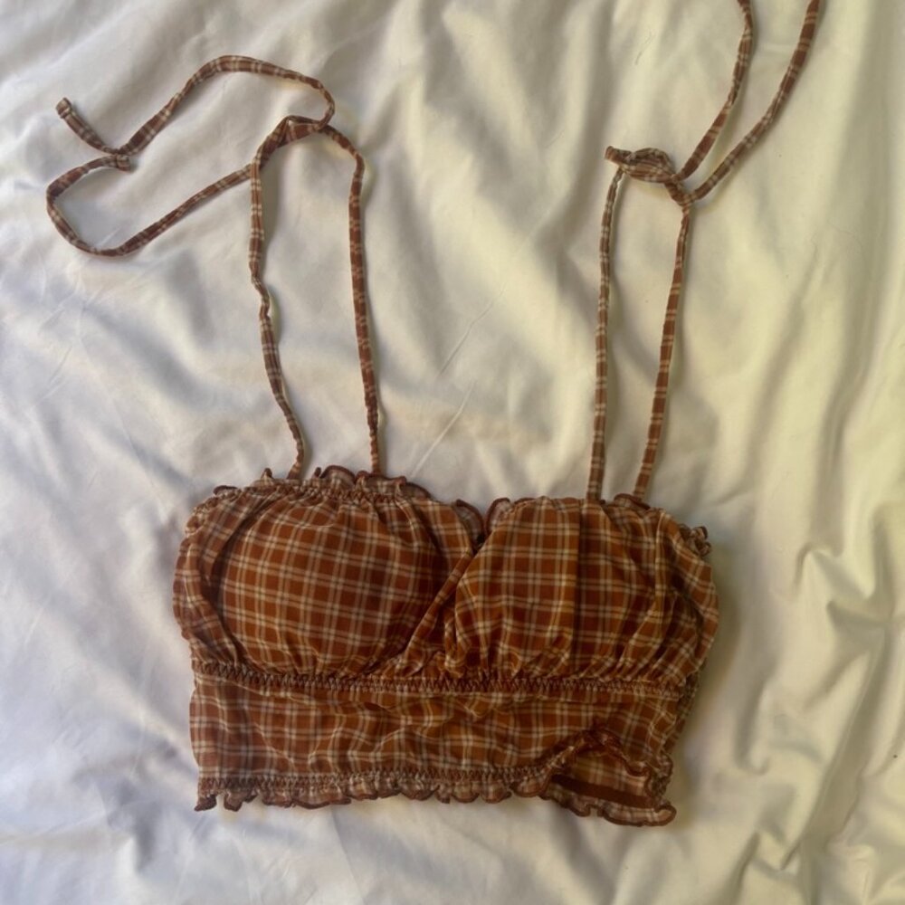 gilly hicks plaid ruffle top